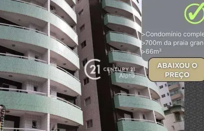 Apartamento 1 quarto na praia grande com condomínio completo