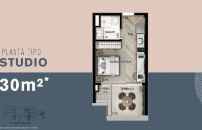 Viva em um studio moderno de 30 m² no ária higienópolis, em localização nobre