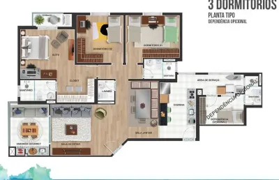 Cota contemplada c/ dependência de empregada! aceita troca em apartamento litoral