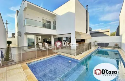 Lindo sobrado à venda com 3 suítes, espaço gourmet e piscina, condomínio san marco, taubaté-sp.