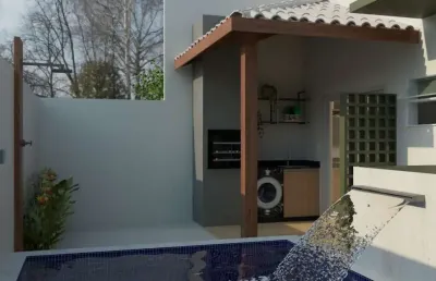 Casa à 60m do mar com piscina e 2 quartos em itanhaém.