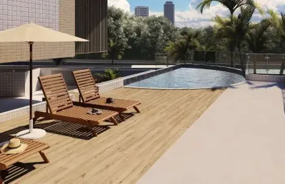 Apartamento à 20m do mar com piscina e 2 quartos em mongaguá.