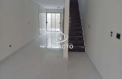 Sobrado novo com 118m², 3 dormitórios sendo 1 suíte com varanda, quintal gourmet e 2 vagas
