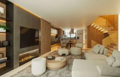 Casa em condomínio com 4 suítes, 295 m² privativos, 3 vagas de garagem, em santa felicidade, curitiba - pr.