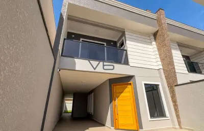 Casa sobrado com 3 quartos, 153 m² privativos, 2 vagas de garagem, no costeira, araucária - pr.