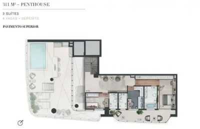 Cobertura duplex à venda com 311m² 3 suítes 4 vagas no real parque