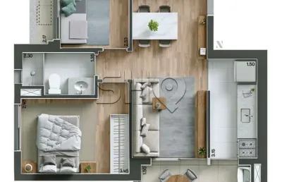 Apartamento com 2 quartos à venda na rua vergueiro, 6046, vila firmiano pinto, são paulo, 52 m2 por r$ 599.999