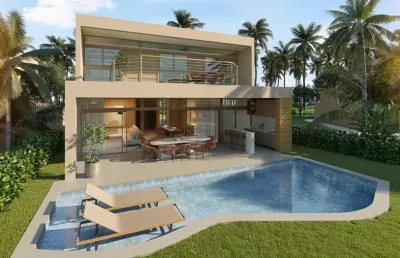 Casa de alto padrão beira mar com 370 m² 4 quartos sendo 2 suítes e 3 vagas na praia dos carneiros tamandaré-pe