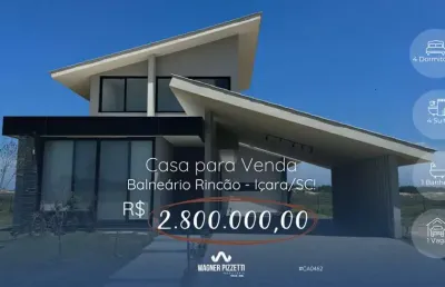 Casa para venda em balneário rincão, zona sul, 4 dormitórios, 4 suítes, 1 banheiro, 1 vaga