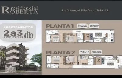Apartamento para venda em pinhais, centro, 2 dormitórios, 1 suíte, 2 banheiros, 1 vaga