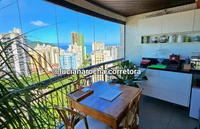 Vista mar! andar alto! 100% reformado! 3 dorms (2 suites) todos com varanda! 3 vagas! 185m² úteis