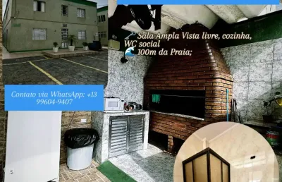 Kitnet caiçara - quadra da praia, sala ampla vista livre!!