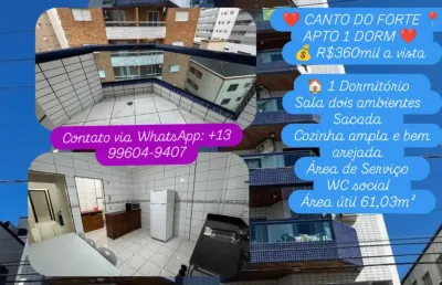 Canto do forte apto 1 dorm, sacada, cozinha ampla, área arejada!!