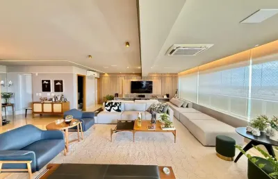 Apartamento 4 suítes todo mobiliado e equipado com vista definitiva para o lago das rosas no setor oeste