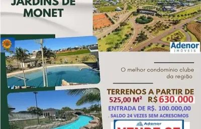 Terrenos condição especial de parcelamentosno jardins de monet thermas residence entrada e saldo em 24 parcelas sen juros-maringá-pr