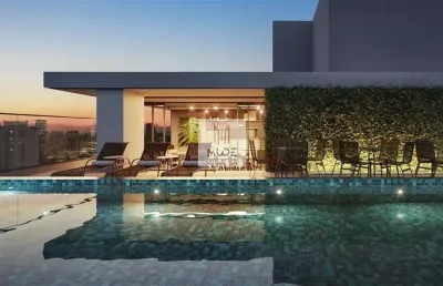 Unico barra, studios de 23 e 25m² com varanda, quarto e cozinha integrados, banheiro social e varanda, à venda na barra.