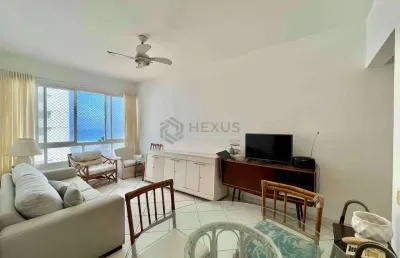 Apartamento com vista mar na quadra mar da praia das pitangueiras de 2 quartos, 1 vaga, guarujá-sp