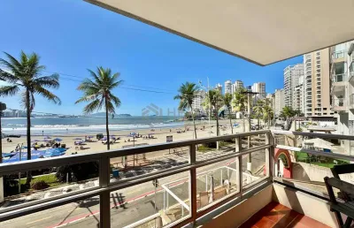 Apartamento frente mar, varanda, praia das asturias, guaruja | hexus