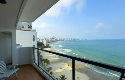 Apartamento frente mar, varanda, vista mar, praia das asturias, guaruja | hexus