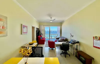 Apartamento frente mar, varanda, praia das pitangueiras, guaruja | hexus