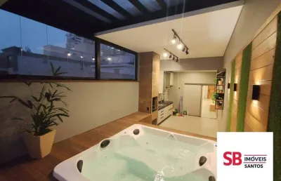 Cobertura com 3 dormitórios à venda, 191 m² por r$ 1.700.000 - campo grande - santos/sp