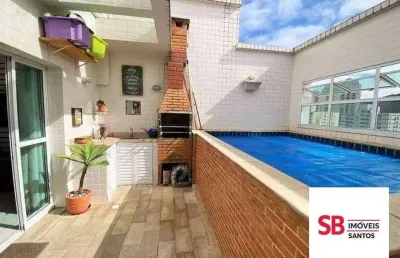 Cobertura com 4 dormitórios à venda, 220 m² por r$ 1.900.000,00 - boqueirão - santos/sp