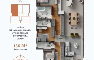 Apartamento com 3 quartos à venda na Avenida Prefeito Cirino Adolfo Cabral, 999, Centro, Navegantes