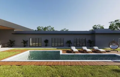 Casa térrea de luxo no condomínio entre verdes, sousas