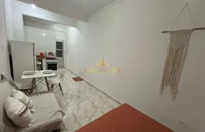 Kitão reformado, mobiliado e com vista lateral mar na aviação - praia grande