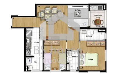 Novo!!! apto - 84m² - 3 dorms e 2 vagas - próximo ao aramaçan