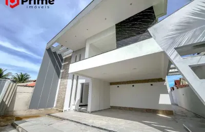 Casa nova à venda com 3 suítes, 2 salas, piscina, área gourmet e jardim em bairro residencial tranquilo e privilegiado, marque uma visita e se encante