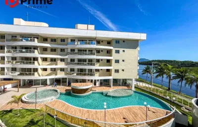 Apartamento em nova guarapari/es de frente para a lagoa, a 140 m da praia, de 3 quartos, 2 vagas e lazer completo. entrega dezembro 2023.
