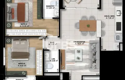 140 wellness marista - apartamento 2 quartos, sendo 2 suítes
