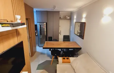 Apartamento em moema de 41m², totalmente mobiliado (porta fechada).