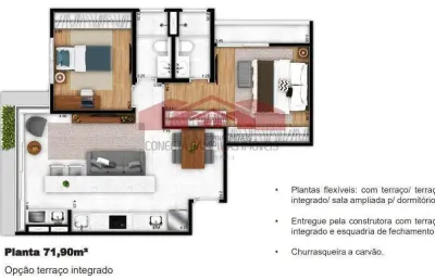 Apartamento para venda em campinas, sousas, 2 dormitórios, 1 suíte, 2 banheiros, 1 vaga