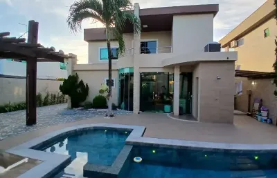 Casa em condomínio fechado com 4 quartos à venda na alphaville litoral norte 1, 23, abrantes, camaçari, 300 m2 por r$ 2.950.000