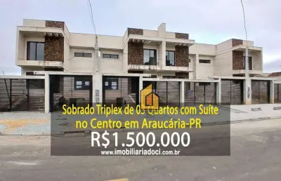 Sobrado triplex de 03 quartos no centro em araucária-pr  - a venda por r$1.500.000