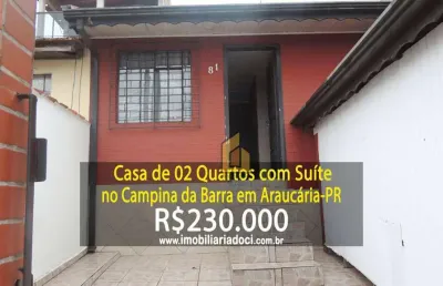 Casa de 02 quartos com suíte no campina da barra em araucária-pr  - a venda por r$230.000,00