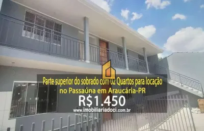 Parte superior do sobrado com 02 quartos no passaúna em araucária-pr  - locação por r$1.450,00