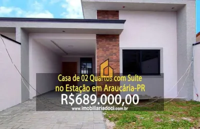 Casa de 02 quartos com suíte no estação em araucária-pr  - a venda por r$689.000,00