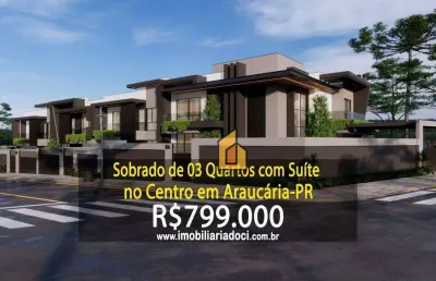 Sobrado de 03 quartos com suíte no centro em araucária-pr  - a venda por r$799.000,00