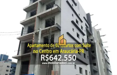 Apartamento de 03 quartos com suíte no centro em araucária-pr  - a venda por r$642.550,00   - entrega prevista para agosto 2025