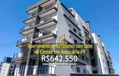 Apartamento de 03 quartos com suíte no centro em araucária-pr  - a venda por r$642.550,00   - entrega prevista para agosto 2025
