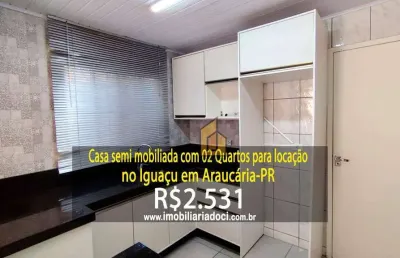 Casa semi mobiliada com 02 quartos no iguaçu em araucária-pr  - locação por r$2.531,00