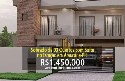 Sobrado de 03 quartos com suíteno estação em arucária-pr  - a venda por r$1.450.000,00