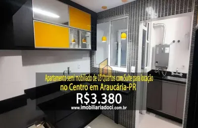 Apartamento semi mobiliado de 03 quartos com suíte no centro em araucária-pr  - locação por r$3.380,00