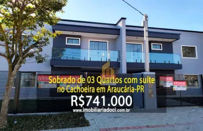 Sobrado de 03 quartos com suíte no cachoeira em araucária-pr  - a venda por r$741.000,00