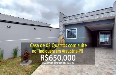 Casa de 03 quartos com suíte no tindiquera em araucária-pr  - a venda por r$650.000,00