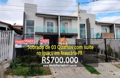 Sobrado de 03 quartos com suíte no iguaçu em araucária-pr  - a venda por r$700.000,00