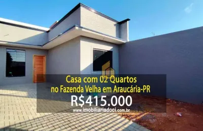 Casa com 02 quartos no fazenda velha em araucária-pr  - a venda por r$415.000,00
